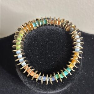 Evereve Beaded Colorful Disc Stretch Boho Bracelet